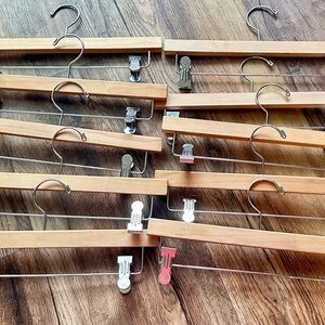 Henry Hangers Solid Hardwood With Metal Clips Wood Clothes Organizer 10 PACK